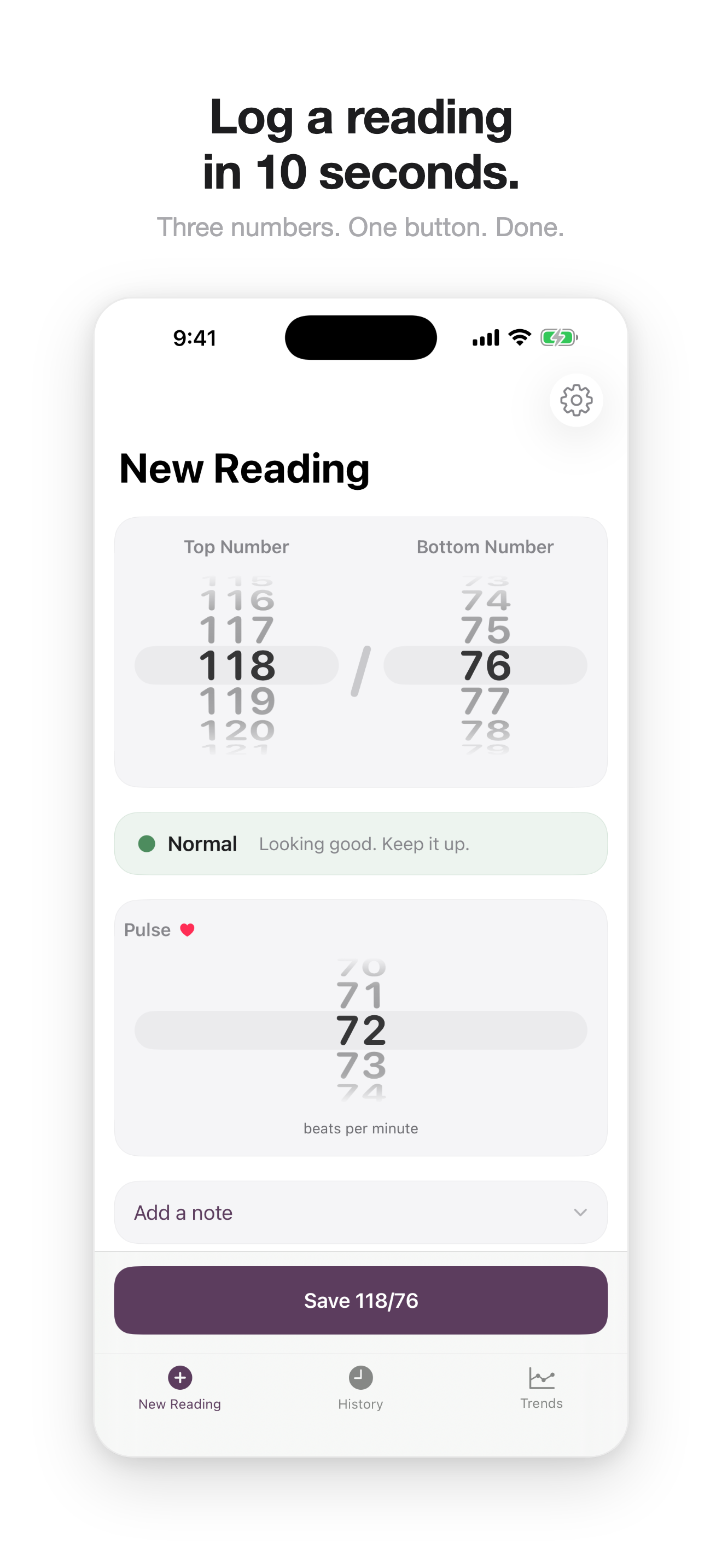 OneTap BP new reading screen